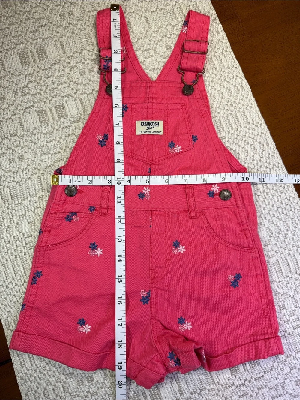 OshKosh B'gosh Pink Floral Embroidered Toddler Shortalls